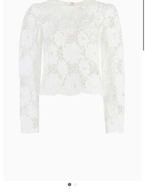 Self-Portrait White 3D Cotton Lace Top